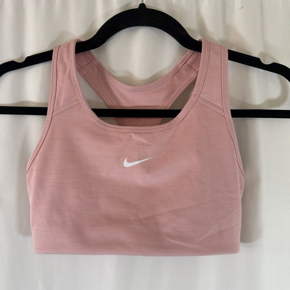 Nike Sports Bra Women's Small Pink Racerback Elastic Band Round Neck